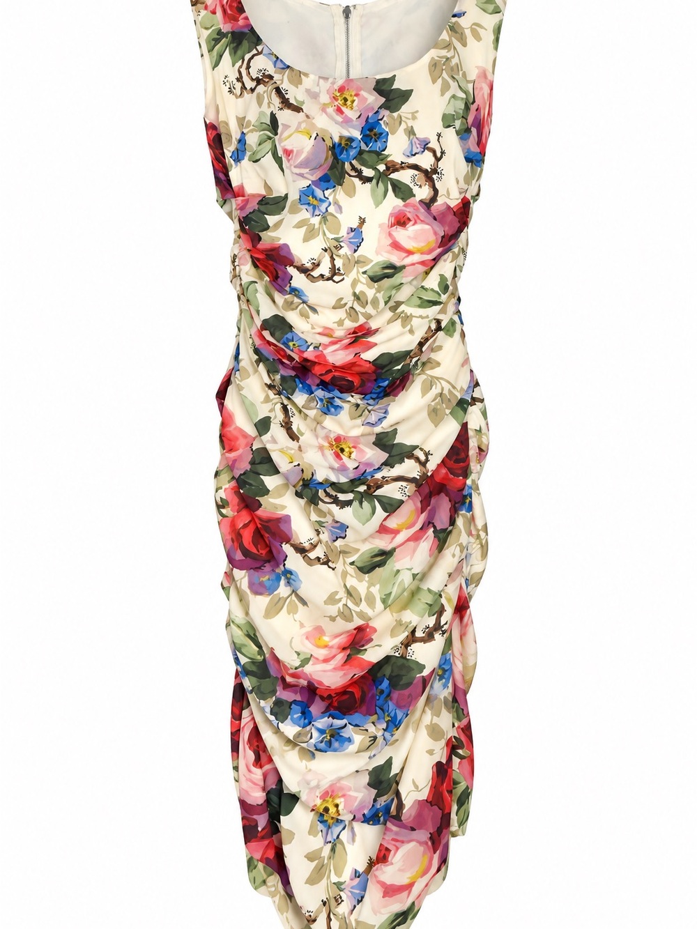 Vintage Dolce & Gabbana Y2K Floral Ruched Silk Dress IT 42